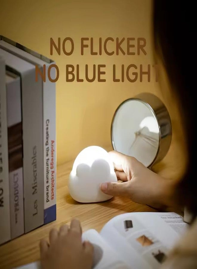 EITHEO Portable LED Night Light, Cute Cloud Mini Desk Lamp with 4 Modes, Rechargeable Kids Night Light, Bedside Lamp for Cute Room Decor, Includes Wrist Strap & USB Cable, Cloud Lamp(Blue) - Image 2