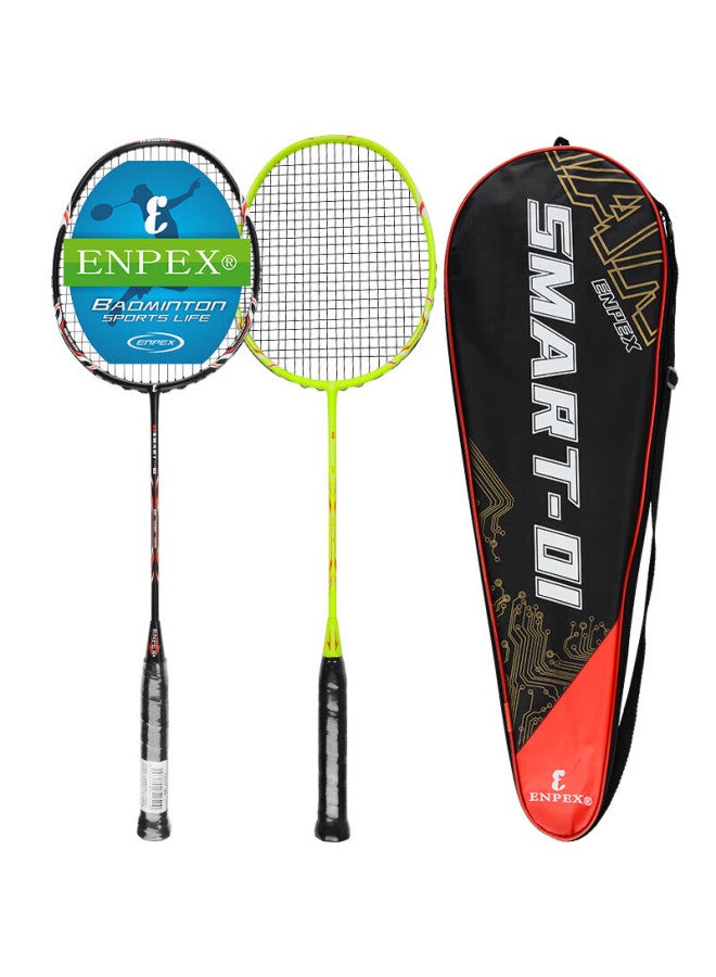 Enpex High-power Full Carbon Badminton Racket, Double Racket Smart01 Green/black, Includes 300-6 Shuttles And Grip Tape - Image 2