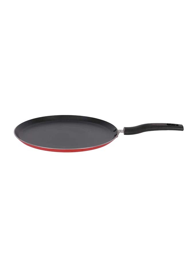 DELCASA Aluminum Flat Tawa Black/Red 28cm - Image 3