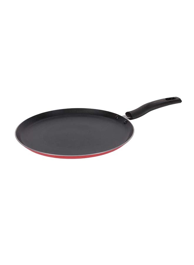 DELCASA Aluminum Flat Tawa Black/Red 28cm - Image 1