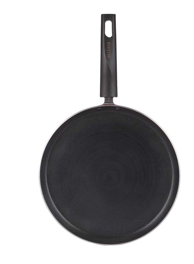 DELCASA Aluminum Flat Tawa Black/Red 28cm - Image 2