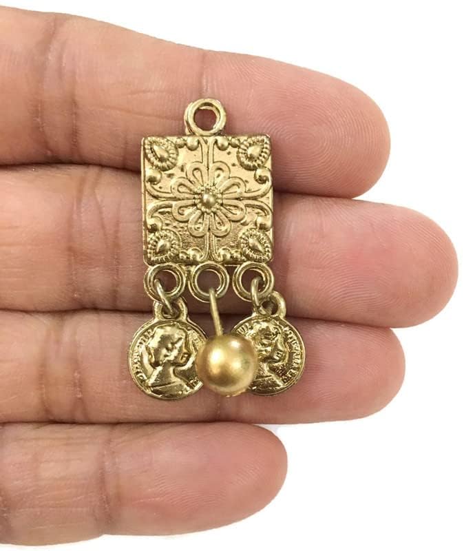 DaSync SYNC Buttons for Kurtis Coin Golden Clothes Kurta Women Girl Metal Button Beads Long Hanging latkan Sewing Dress Lehenga Tassel Dress Decoration Fringe Fancy Stylish DIY Craft - Image 2