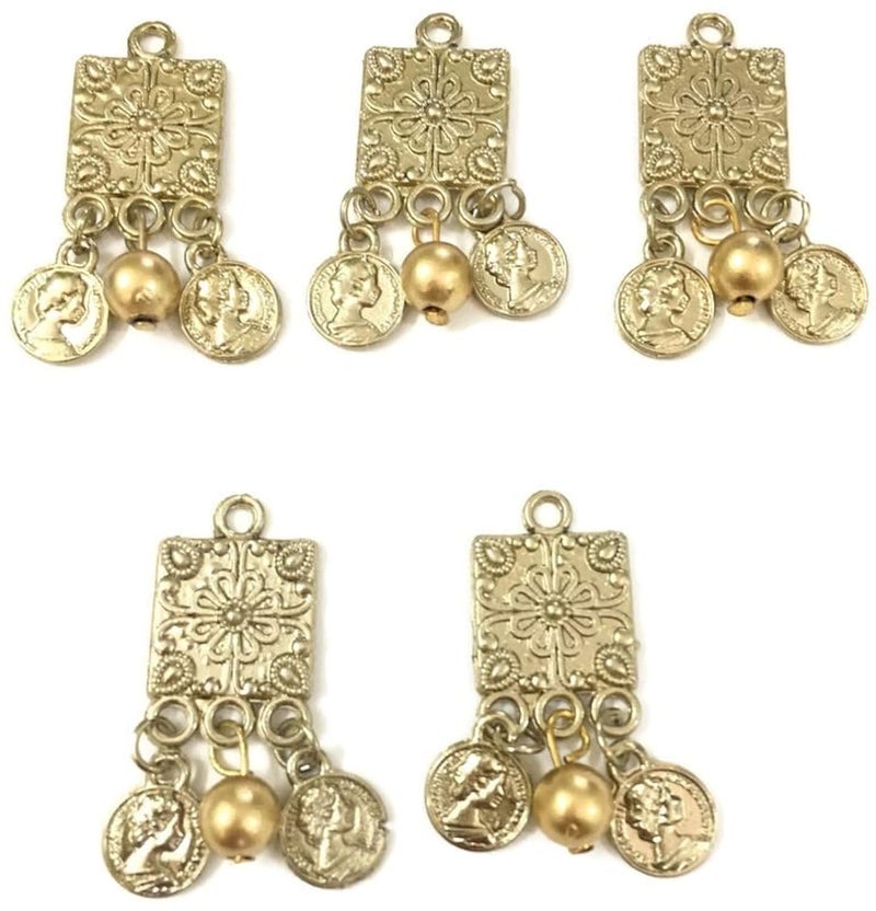 DaSync SYNC Buttons for Kurtis Coin Golden Clothes Kurta Women Girl Metal Button Beads Long Hanging latkan Sewing Dress Lehenga Tassel Dress Decoration Fringe Fancy Stylish DIY Craft - Image 1