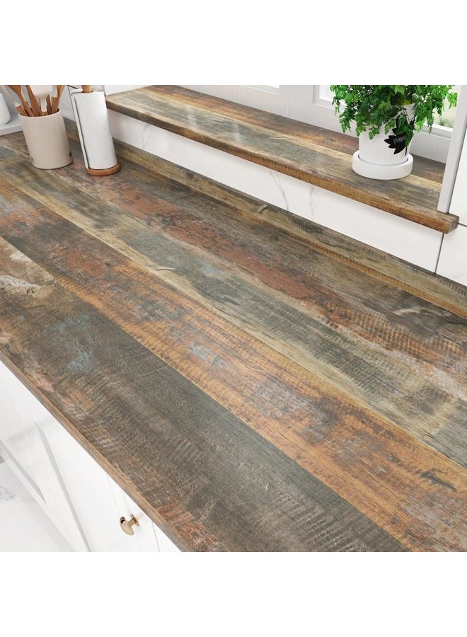 Wallercity Vintage Butcher Block Contact Paper for Countertops Vinyl Red/Brown Thick Waterproof Bathroom Wood Grain Peel and Stick Wallpaper for Cabinets Table Top Kitchen Backsplash 15.8''x78.7'' - Image 4