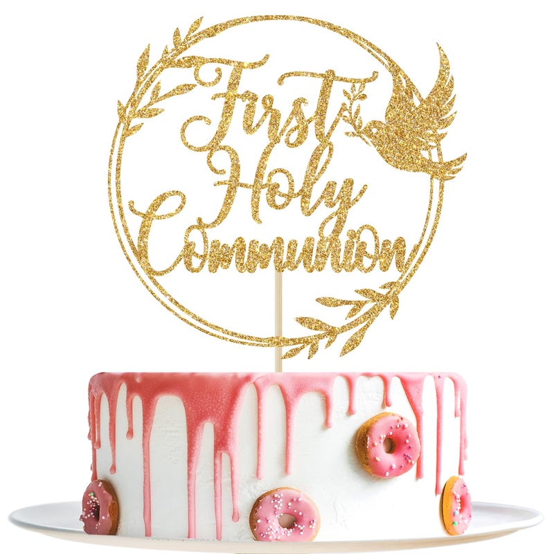 Yotawebery First Holy Communion Cake Topper  Spanish Baptism  Religious Christening  Wedding Baby Shower 1st Birthday Party Decorations  Gold Glitter - Image 3