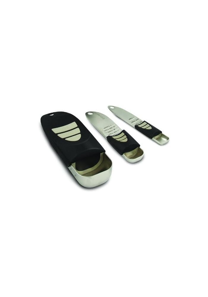 KitchenArt 54210 Satin Adjustable Measuring Spoons Set - 3-Piece Zinc Plastic Kitchen Tool - Image 4
