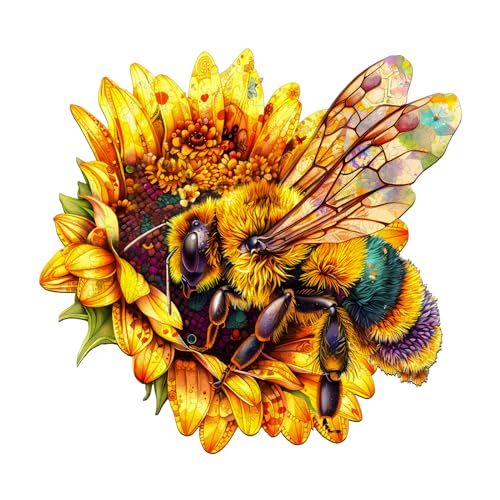 Jigfoxy Wooden Puzzles for Adults Bee Wood Puzzles Adult Unique AnimalShaped Wooden Jigsaw Puzzles Christmas Thanksgiving Gifts for Puzzle Lovers Family and Friends L134 128in250pcs - Image 1