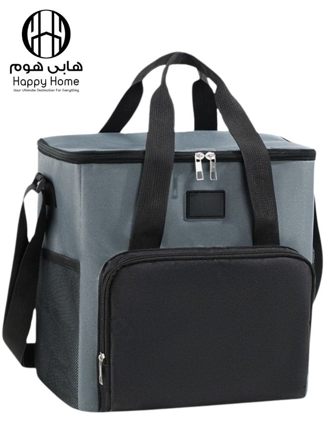 Happy Home Large 20L Leakproof Insulated Thermal Lunch Bag with 4 Pockets and Adjustable Shoulder Strap Perfect for Work, School, Trips and Picnics, for Men and Women - Image 1