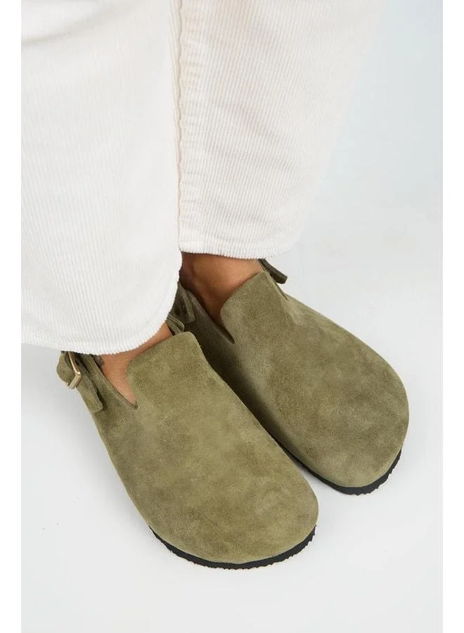 Manijero  Holly 2 Women's Genuine Leather Belted Buckle Sabo Khaki Sandal. for Women | Best Price UAE