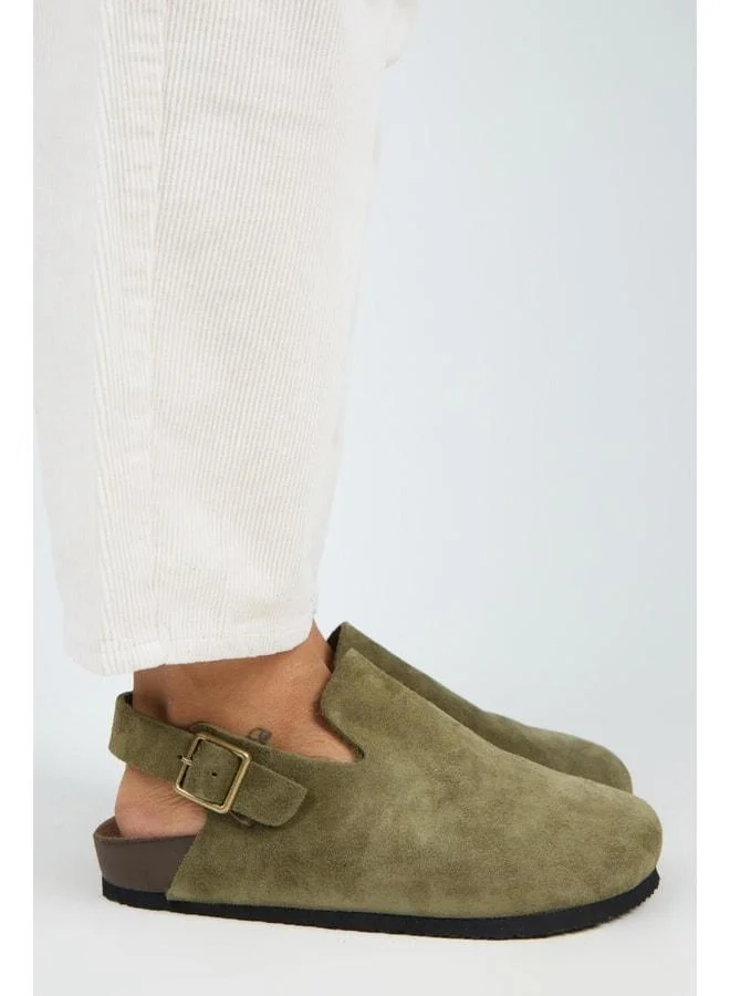 Manijero  Holly 2 Women's Genuine Leather Belted Buckle Sabo Khaki Sandal. for Women | Best Price UAE