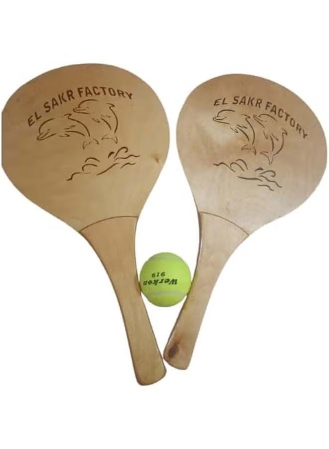 Wooden Tennis Racket With Tennis Ball - Multi-Shaped - Image 1