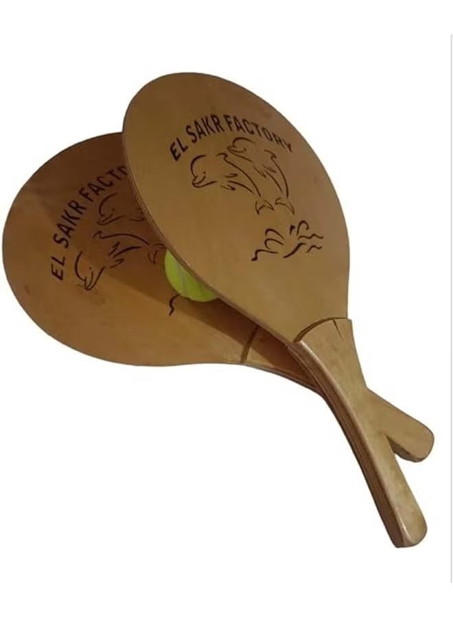 Wooden Tennis Racket With Tennis Ball - Multi-Shaped - Image 2