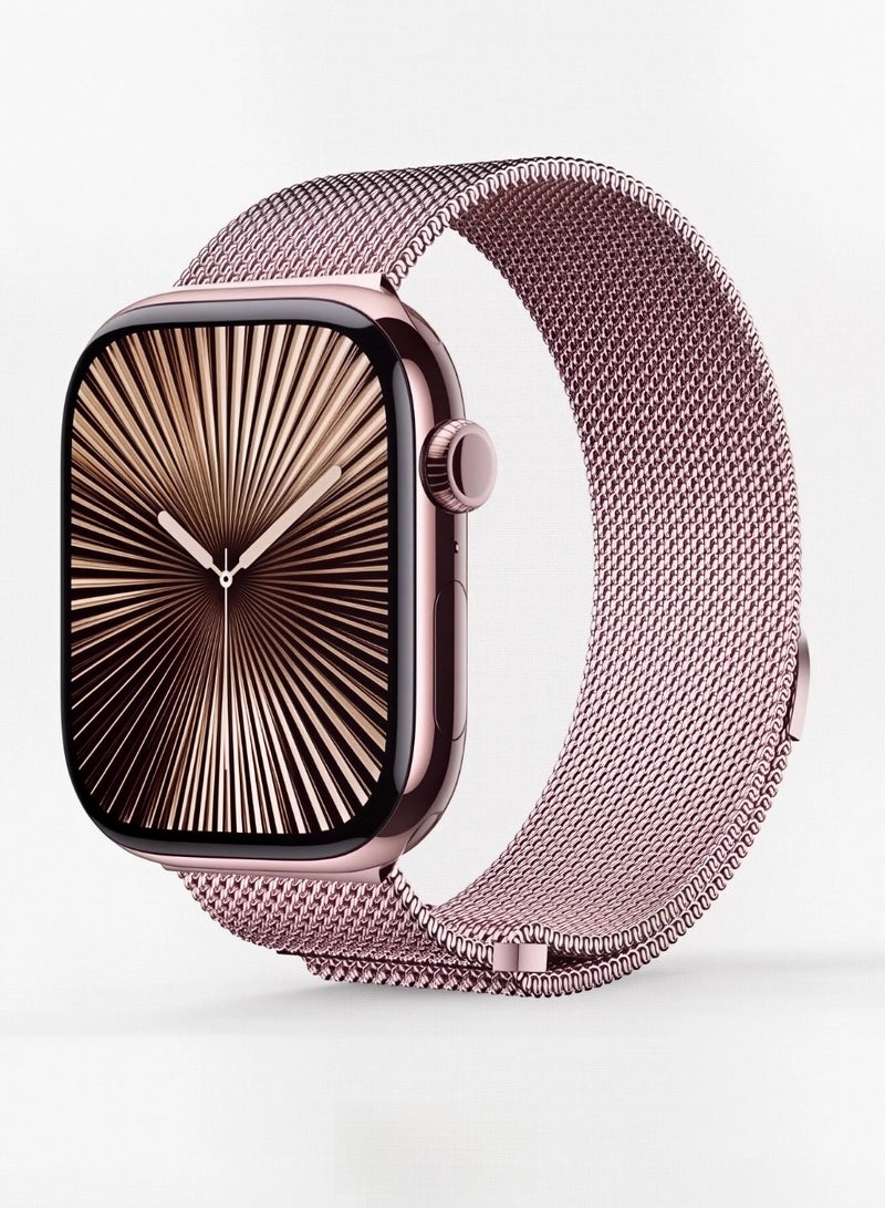 Rose pink,Milanese, watch band,Iwatch band, Apple Watch band, 42mm44mm45mm46mm49mm, compatible with all series of S11 S10 S9 S8 SE - Image 1