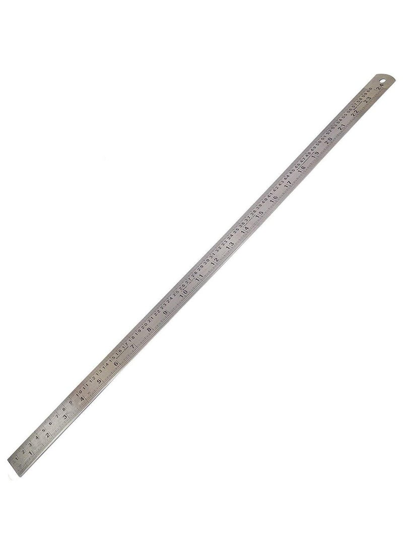 RACO مسطرة ريكو أوكن من الفولاذ المقاوم للصدأ | مقياس SS ثقيل مع جدول تحويل للمدرسة، المكتب، المنزل، المعماريين، المهندسين، ومواد الحرف (24 بوصة، 60 سم) - Image 1