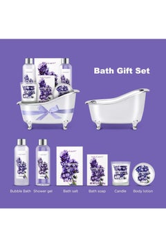 BODY & EARTH Bath Spa Gift Basket for Women, Body & Earth Lavender Scented 4 Pcs Home Spa Gift Kit with Shower Gel, Bubble Bath, Bath Salts and Bath Soap, Best Gift for Her  - Image 2