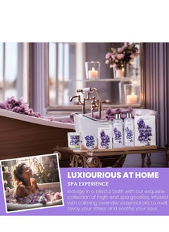 BODY & EARTH Bath Spa Gift Basket for Women, Body & Earth Lavender Scented 4 Pcs Home Spa Gift Kit with Shower Gel, Bubble Bath, Bath Salts and Bath Soap, Best Gift for Her  - Image 4