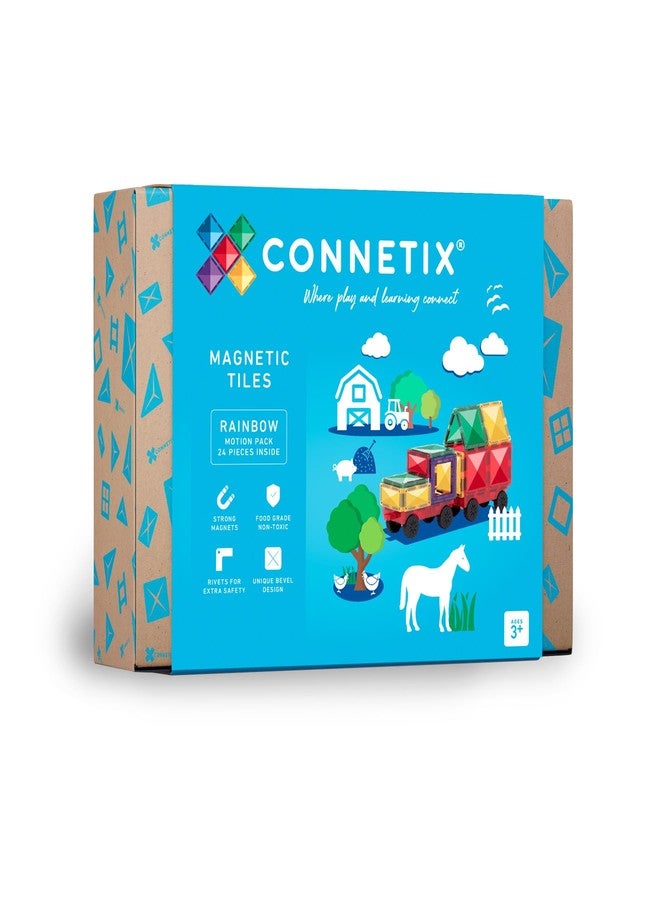CONNETIX Magnetic Tiles Rainbow Motion Pack, 24 Pieces - Image 1