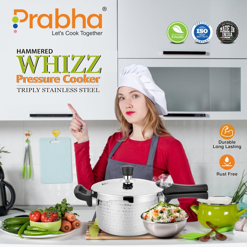 Prabha Stainless Steel Tri-Ply Whizz Pressure Cooker, 2.5 L - Fast Cooking, Safe And Durable - Image 5