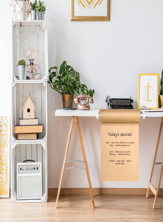 Vicenpal 15.5-27.5 Inch Retractable Clamp-on Kraft Paper Roll Holder Dispenser Butcher Paper Holder Roller Tabletop Easel for to Do Lists, Drafting Wrapping, Art Supplies, Drawing(White) - Image 3