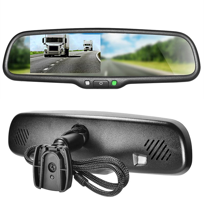 Master Tailgaters 10.5" OEM Rear View Mirror with 4.3" LCD Screen | Rearview Universal Fit Mount | Auto Adjusting Brightness LCD | Anti Glare | Full Original Mirror Replacement | Easy to Install - Image 1
