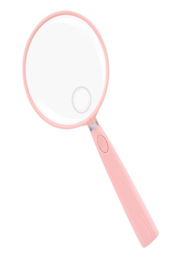 Feosky Handheld Reading Magnifier, 10X Magnifier, 90mm Shatterproof Lens, Non-Slip Handle for Adults Close Work, Seniors Reading and Nature Exploration, Hobby Observation(Pink) - Image 1