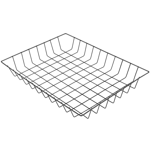 Imslery Wire File Basket for Desk Accessories Extra Large Tapered Open Frame Organizer for A4 Letter Size Magazines Folders Glossy Black Iron Desktop Tray for OfficeSchool Home - Image 1