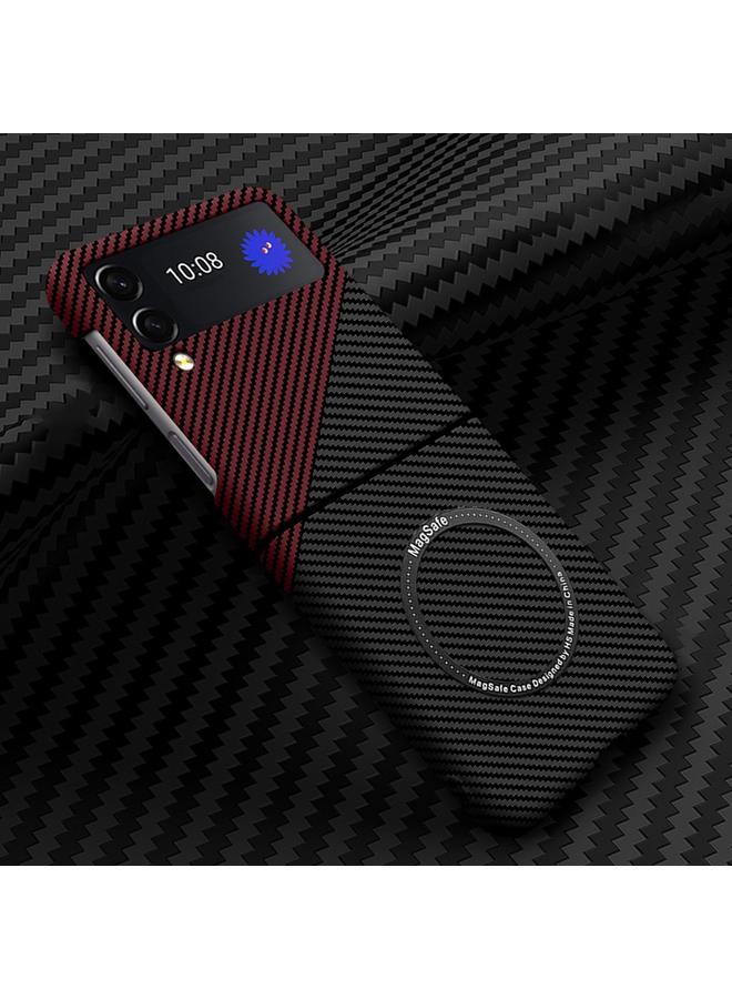 erorex Case For Samsung Galaxy Z Flip4 5G Carbon Fiber Texture MagSafe Magnetic Phone Case - Image 1