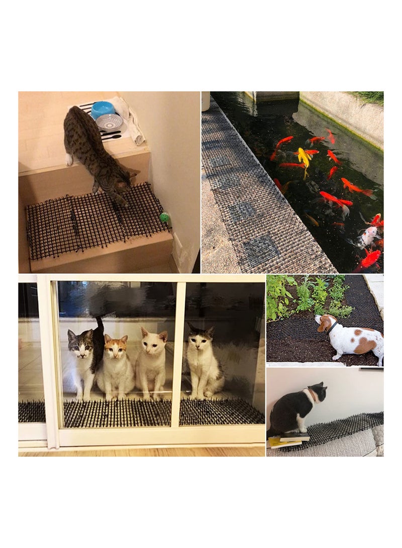 Zikra Cat Deterrent Mat Spike Garden Protector Anti-Cat Strips Dig Stopper Mat Cat Repellent Spikes Garden Fence Guard With 8 Metal U Pegs For Outdoor Garden Farm Fenceblack( 2 X 0.28 M) - Image 3