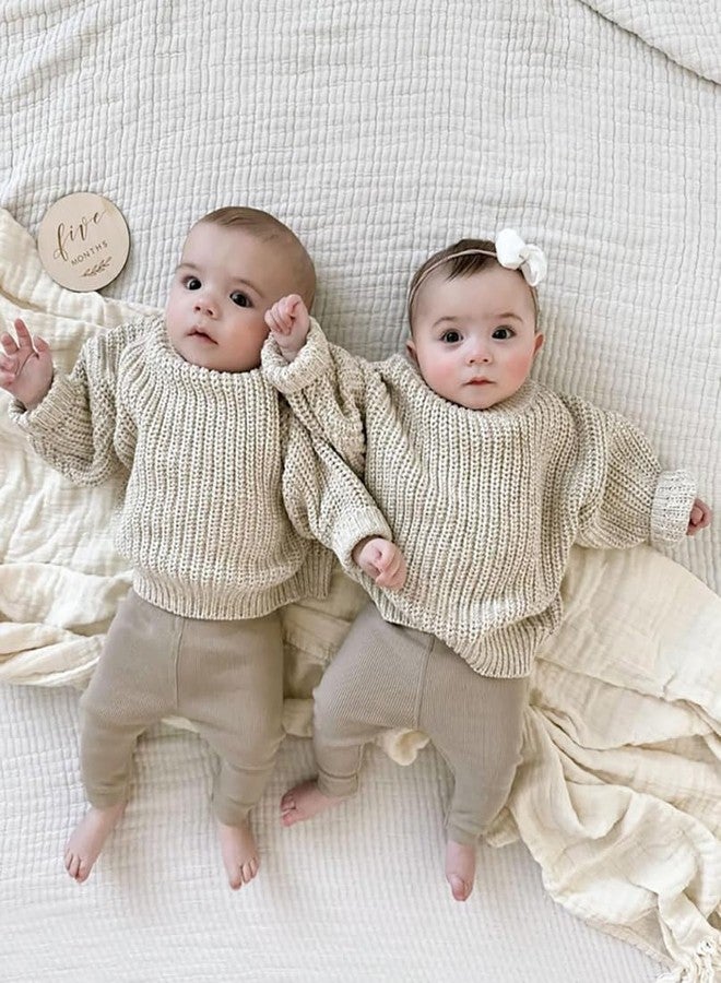 Teach Leanbh Toddler Baby Boys Girls Cotton Knitted Sweater Warm Soild Pullover Top Autumn Winter Outfits (US, Age, 4 Years, Creamy White) - Image 2