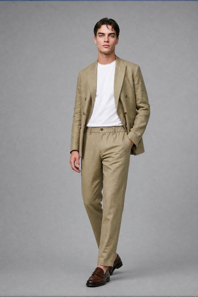 DeFacto Green Man Regular Fit Elastic Waist Kaki Trousers Casual - Image 1