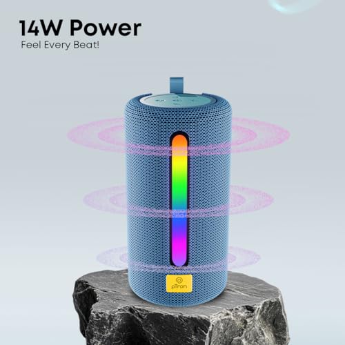 pTron Fusion Buzz 14W Bluetooth Speaker with Pristine Sound, 8hrs Playback, Rhythmic RGB LEDs, Multi-Play Modes BT5.3/TF Card/USB, TWS Feature, Integrated Button Controls, Type-C Charging (Blue) - Image 3