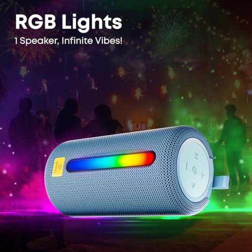 pTron Fusion Buzz 14W Bluetooth Speaker with Pristine Sound, 8hrs Playback, Rhythmic RGB LEDs, Multi-Play Modes BT5.3/TF Card/USB, TWS Feature, Integrated Button Controls, Type-C Charging (Blue) - Image 4