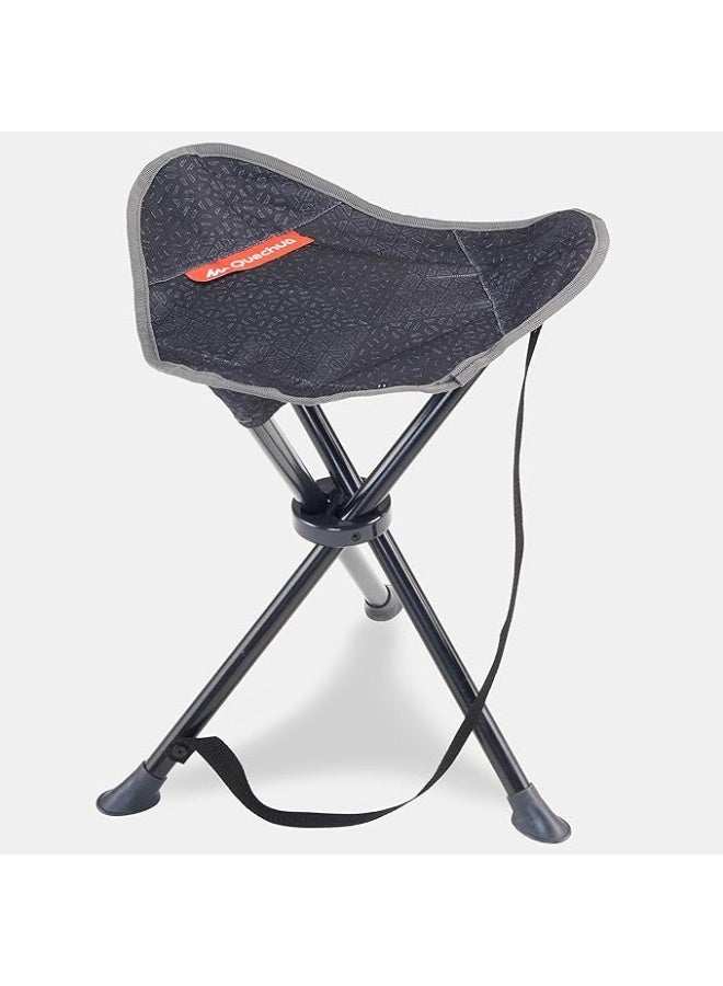Portable Camping Stool, 41 cm Height, Foldable Tripod Design, Black - Image 3
