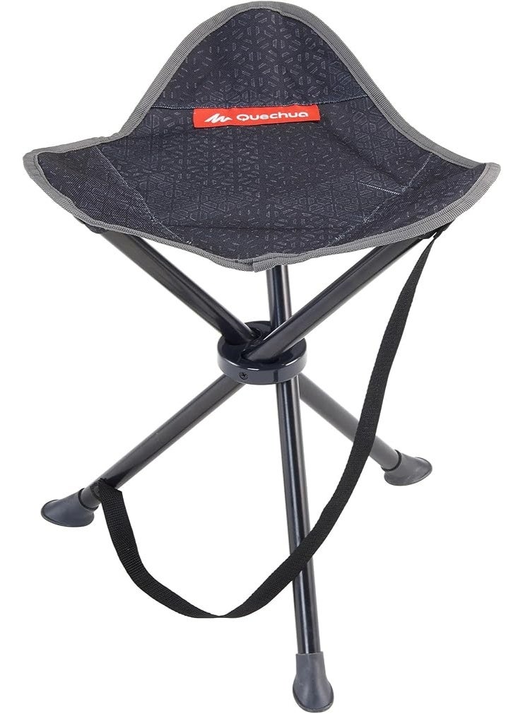 Portable Camping Stool, 41 cm Height, Foldable Tripod Design, Black - Image 1
