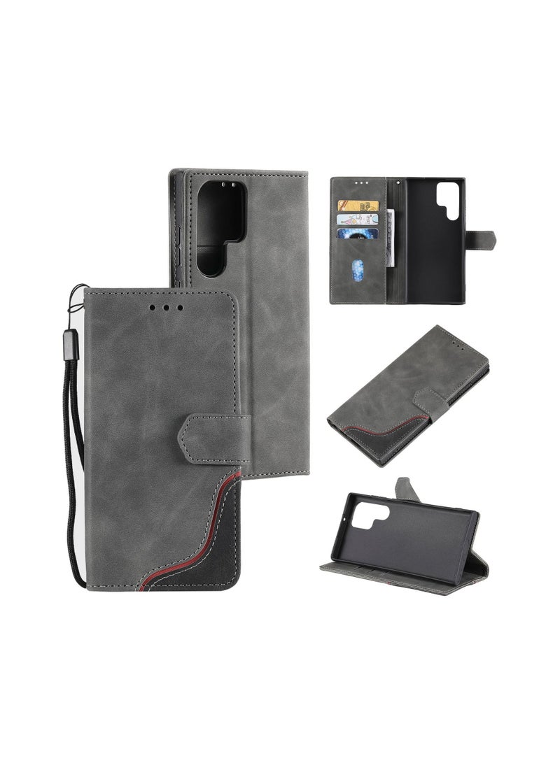 Suteni Color Block Flip Cover Card Slots Leather Phone Case for Samsung - Image 3