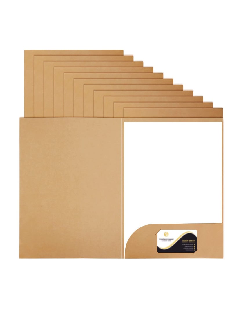 Generic Kraft Paper Folders for A4 Files Folders, Kraft Paper Business Project Folder, Holder Square Cut Folders with Cards Slot Pockets, for Business Home Office  - Image 1