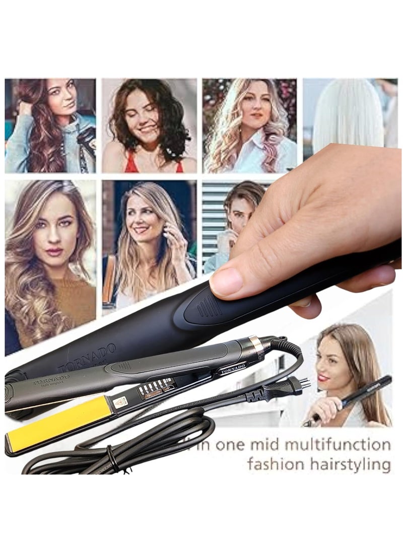 tornado gold - TORNADO Gold Hair Straightener, Floating Gold Ceramic Plates with Temperature Control up to 980°F, Black - Image 1