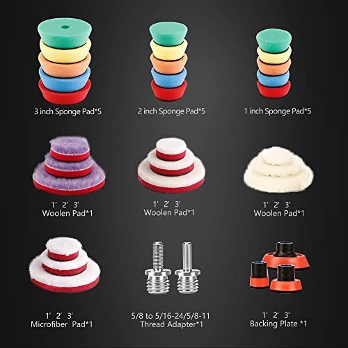 SPTA وسادات تلميع ميني SPTA، 25 مم 50 مم 80 مم مجموعة تلميع السيارات وسادات تلميع المركبات للحفاظ على الشمع والطلاء (32 قطعة) لجهاز التلميع الصغير -XBP123M58 - Image 2