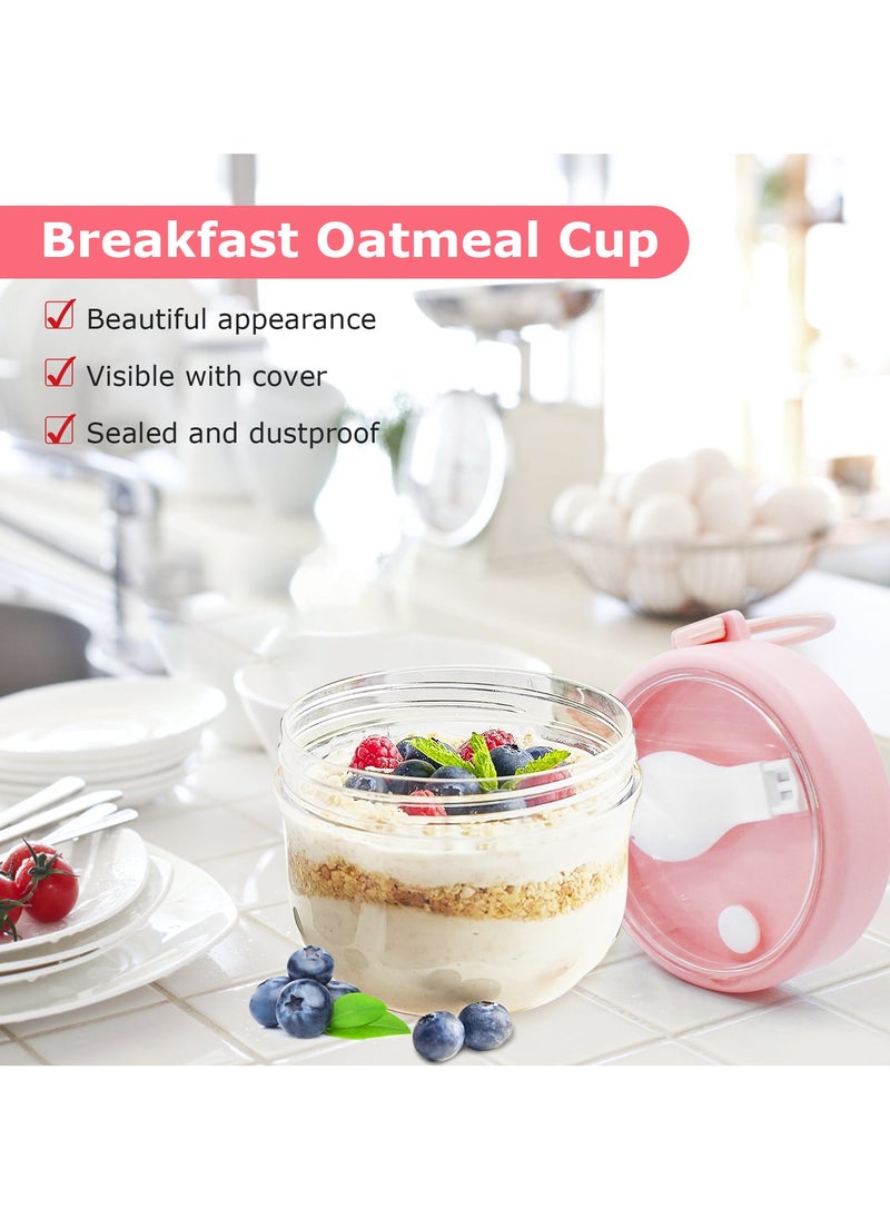 Generic - Lenamos 3 Pack Overnight Oats Containers with Lids and Spoons,20 oz(600ml) Large Capacity Airtight Overnight Oats Jars with Handles, Portable Breakfast Yogurt Jars Cereal On The Go Container - Image 1