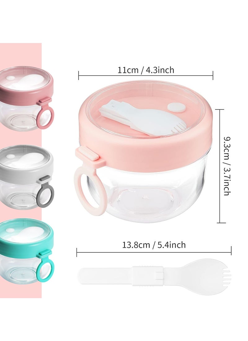 Generic - Lenamos 3 Pack Overnight Oats Containers with Lids and Spoons,20 oz(600ml) Large Capacity Airtight Overnight Oats Jars with Handles, Portable Breakfast Yogurt Jars Cereal On The Go Container - Image 1