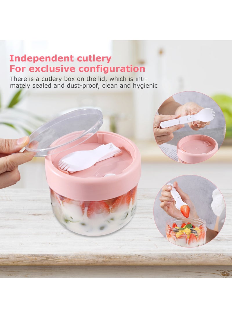 Generic - Lenamos 3 Pack Overnight Oats Containers with Lids and Spoons,20 oz(600ml) Large Capacity Airtight Overnight Oats Jars with Handles, Portable Breakfast Yogurt Jars Cereal On The Go Container - Image 1