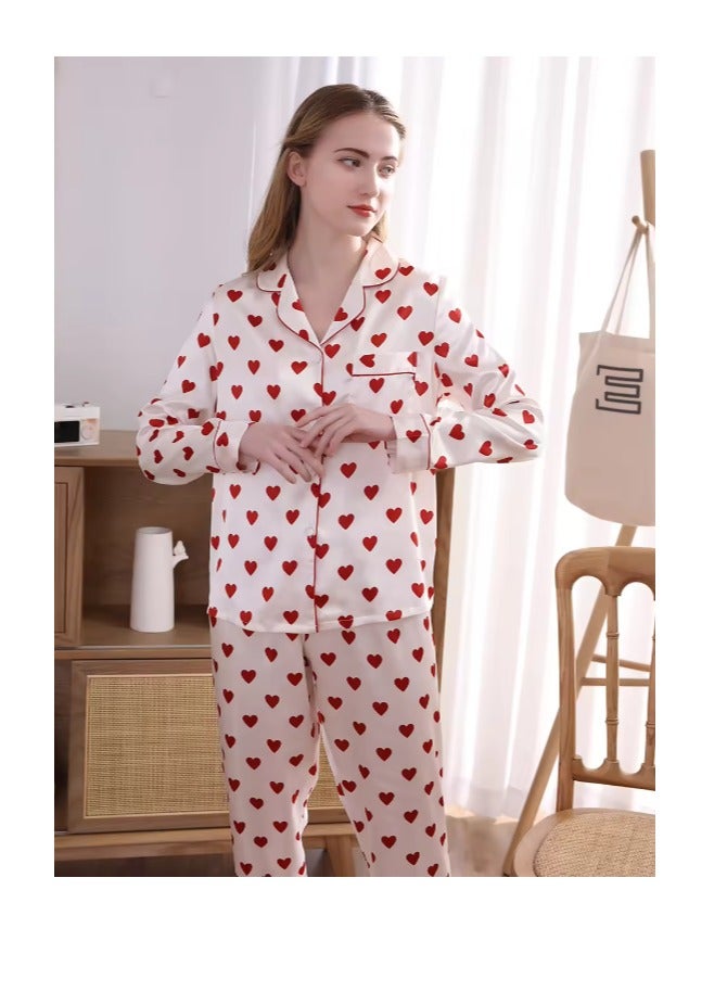 Women's Silk Pajamas Two Piece Set Sleepwear Set Long Sleeve Top and Pants Sleepwear Sets  - Image 2