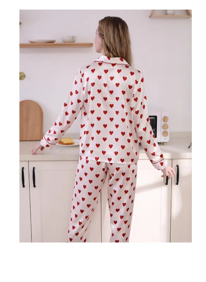Women's Silk Pajamas Two Piece Set Sleepwear Set Long Sleeve Top and Pants Sleepwear Sets  - Image 3