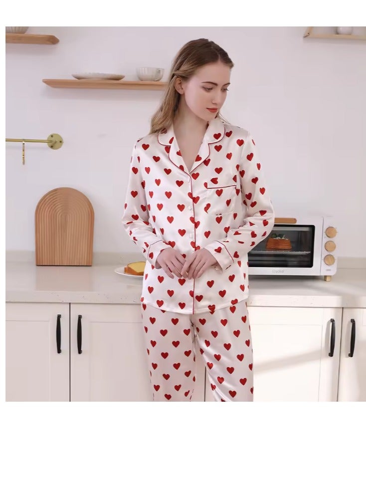 Women's Silk Pajamas Two Piece Set Sleepwear Set Long Sleeve Top and Pants Sleepwear Sets  - Image 4