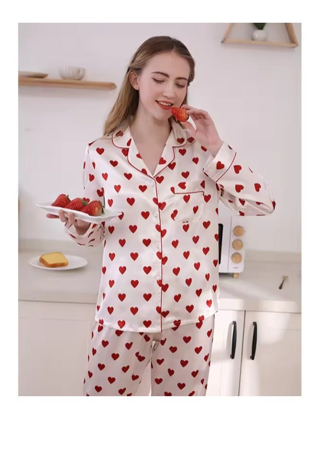Women's Silk Pajamas Two Piece Set Sleepwear Set Long Sleeve Top and Pants Sleepwear Sets  - Image 5