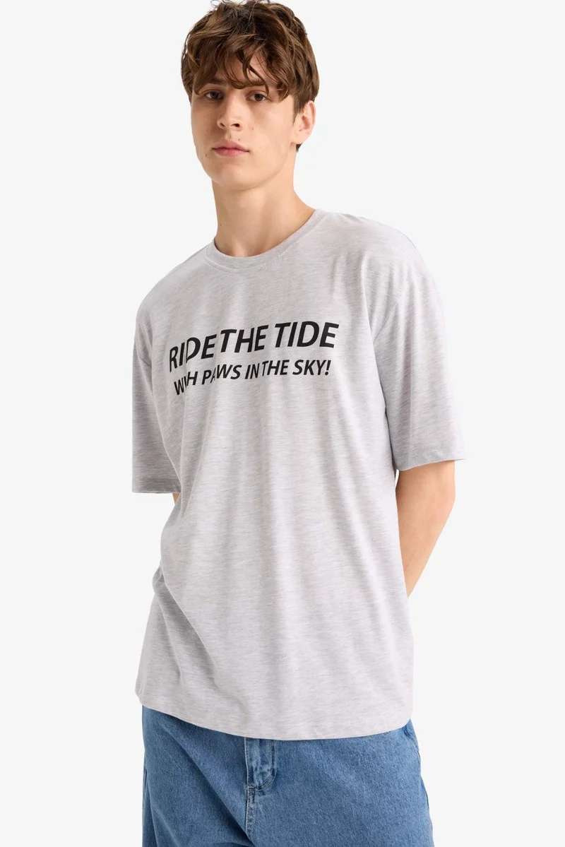 DeFacto Boxy Fit Crew Neck Printed Short Sleeve T-Shirt