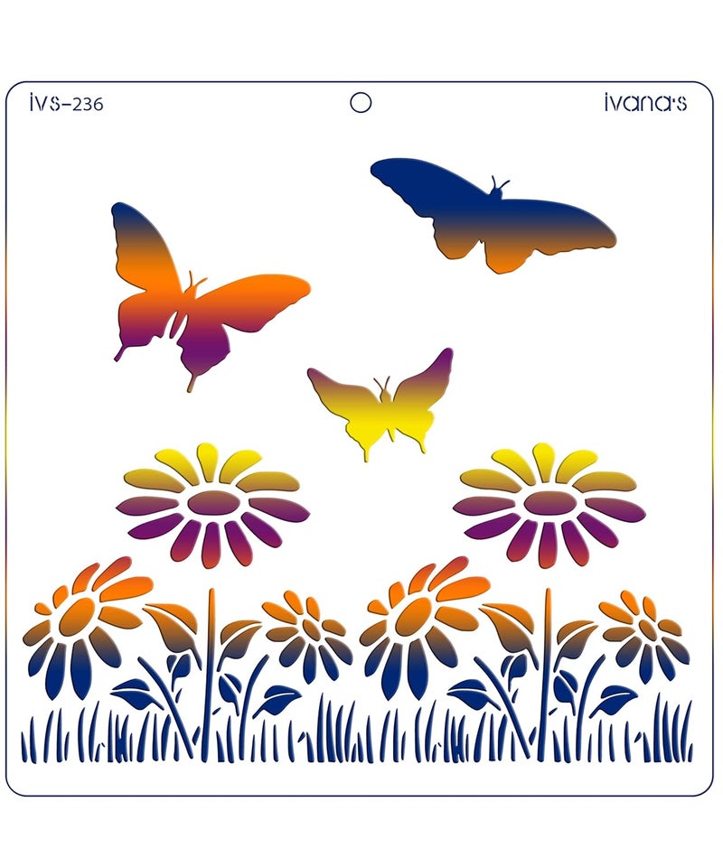 ivana's Ivana's Nature Design Reusable Stencil for Art & Craft, DIY Decorative Stencil for Painting on Canvas, Fabric, Cloth, Paper, Glass, Furniture and Wall, Size - 6 x 6 inch, Pack of 1, IVS-236  - Image 3