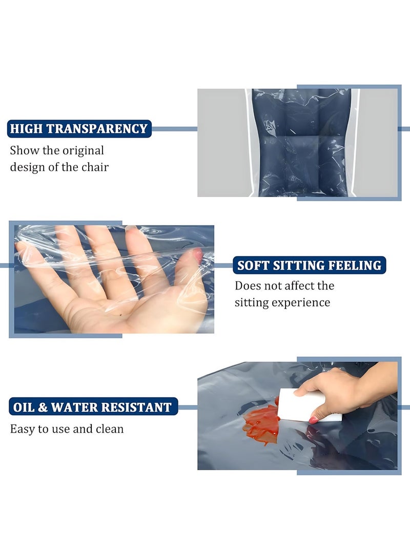 غطاء كرسي بلاستيك شفاف طويل (عدد 2) – واقي مقعد من الـ PVC مقاوم للماء والخدوش، حماية كاملة للكراسي في غرفة الطعام والمطبخ وغرفة المعيشة – مقاوم للغبار والبقع وخدش الحيوانات الأليفة، سهل التنظيف، مثالي للمنزل والمكتب - Image 3