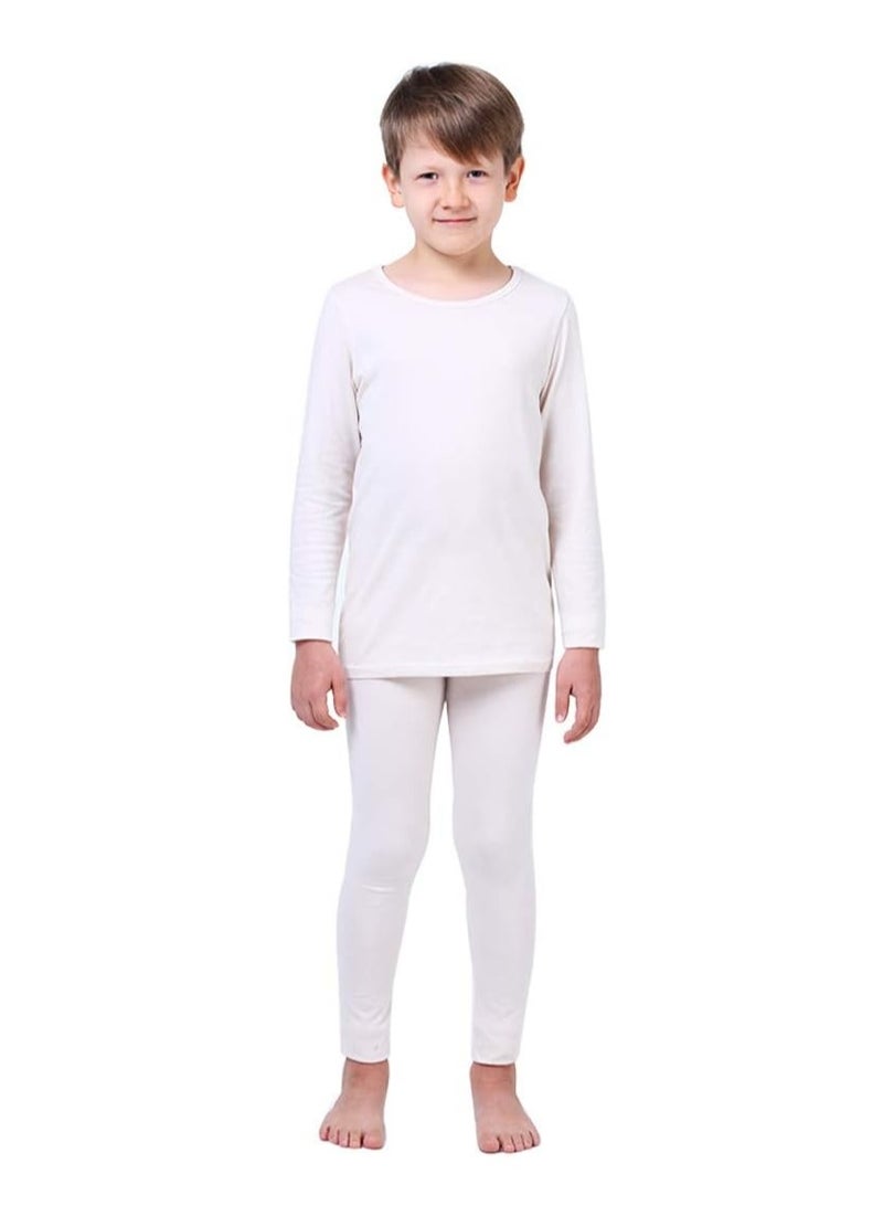 Children's solid color thermal underwear sets Soft tops and bottoms Children's soft sleepwear sets - Image 1