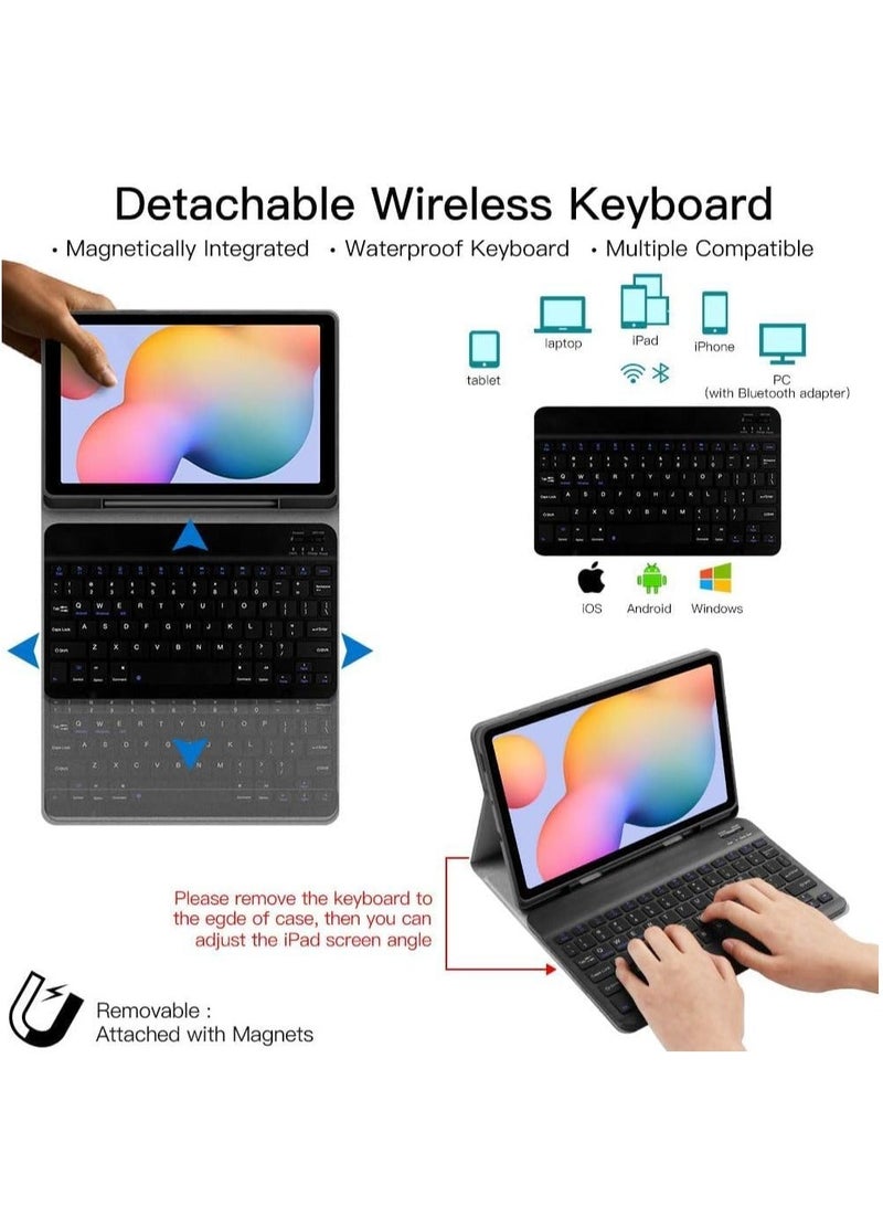 MUNTAQI Keyboard Case Compatible with Samsung-Galaxy-Tab S6 Lite 10.4", Smart Case with Keyboard and Magnetic Detachable Wireless Keyboard Cover with S Pen Holder - Image 5